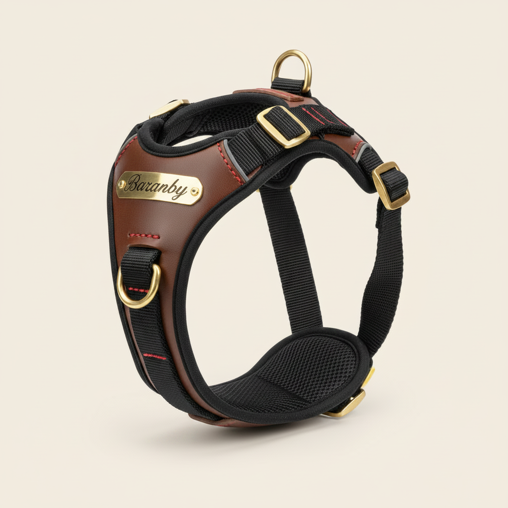Engraved Leather Dog Harness